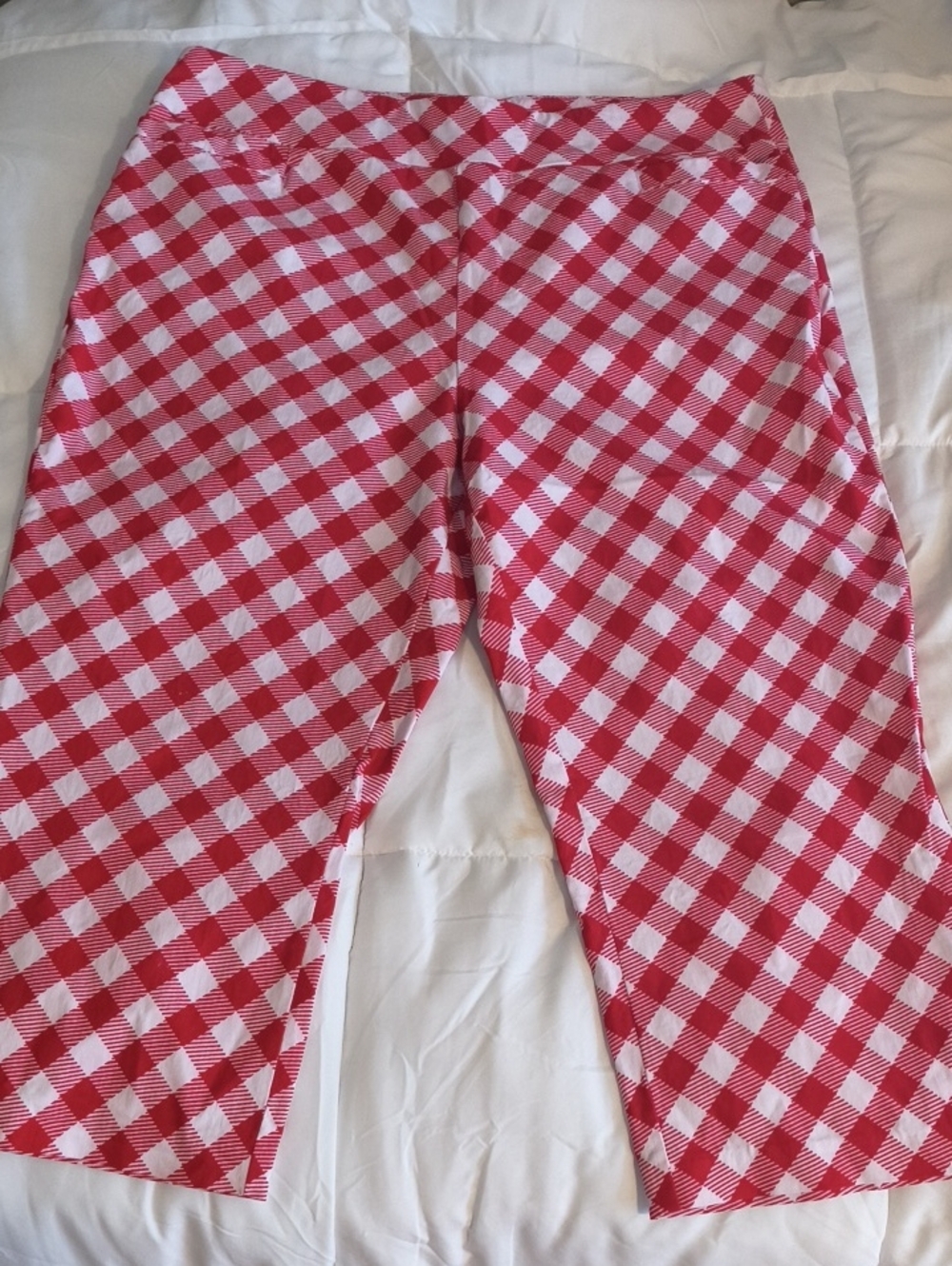 Kim Rogers Red and White Gingham Capris
